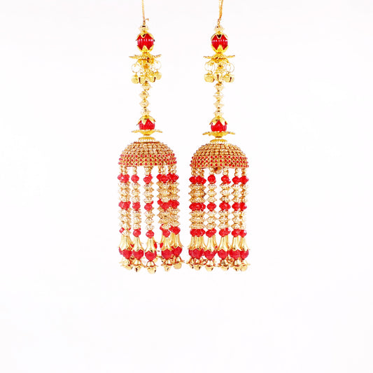 Traditional Red and Golden Jhumar Kaleere by T4 Jewels