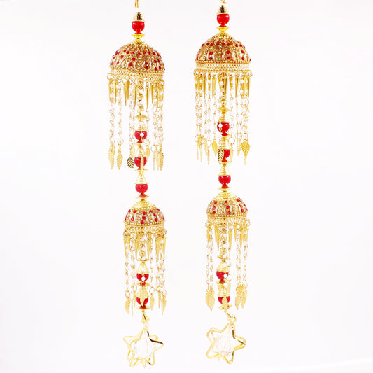 Traditional Two-Tier Jhumar Kaleere with Star Shape Falling by T4 Jewels