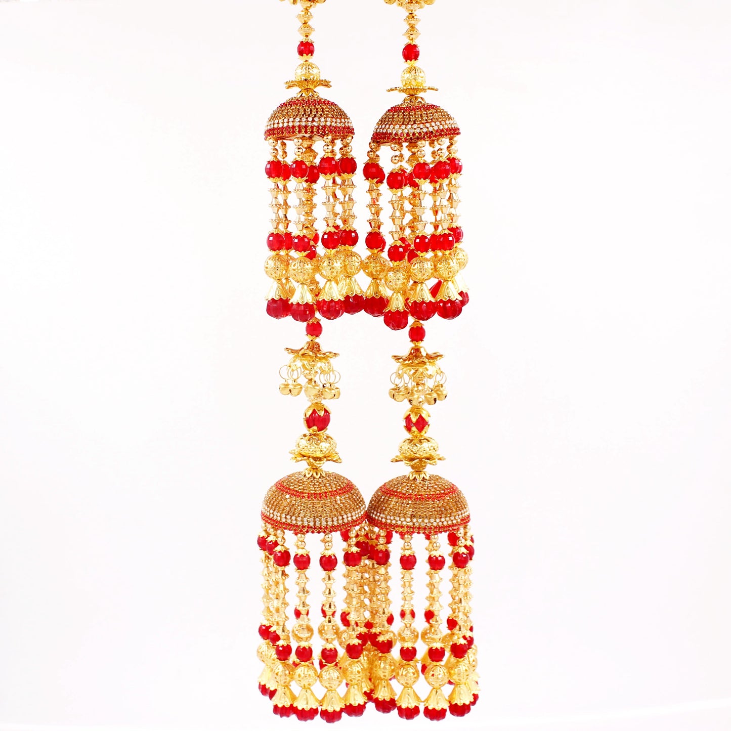 Traditional Two-Tier Jhumar Kaleere with Long Golden Bead hanging by T4 Jewels - T4 Jewels