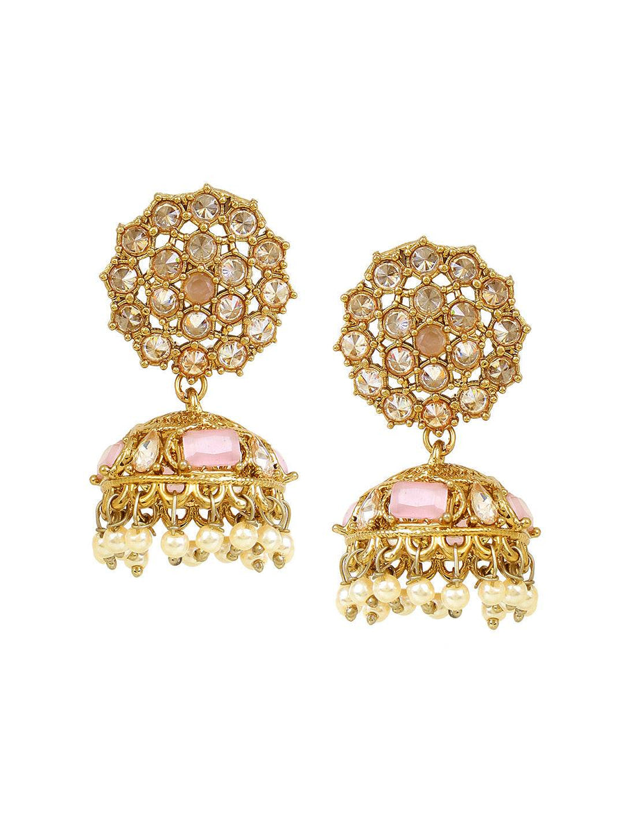 Flower shape Drop Earring with Kundan Stone by T4 Jewels