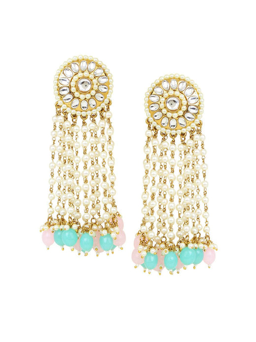 Bridal Kundan Jhumki Earring with hanging beads by T4 Jewels