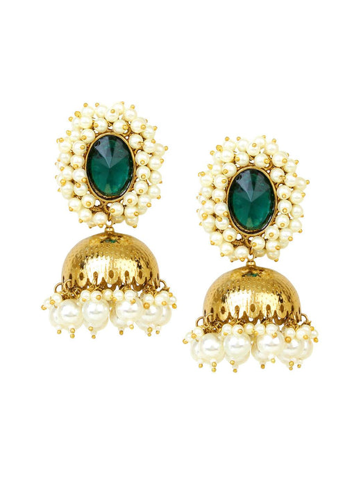 Beaded Jhumki Earring with Glass Stone by T4 Jewels