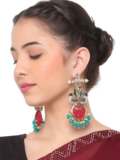 Beaded Jhumki Earring with Glass Stone by T4 Jewels - T4 Jewels