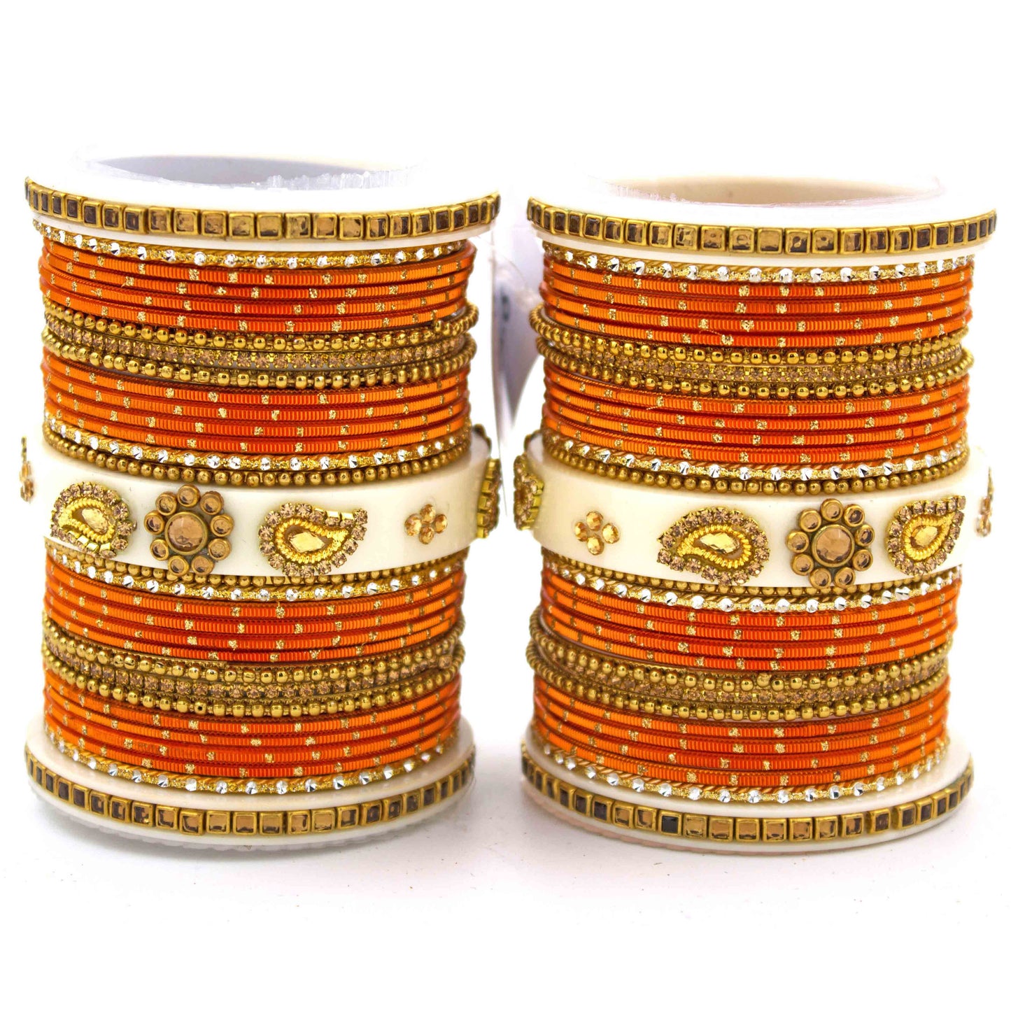 Traditonal Bridal Bangle set with golden dotted design