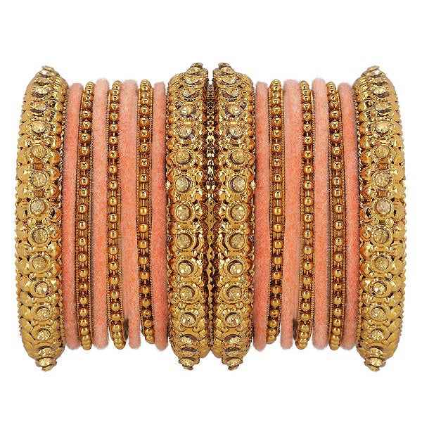 T4 Jewels Golden Color Bangles With Velvet Bangles - 2NO. Y Pack Of 2 All Bangle Sets T4 Jewels