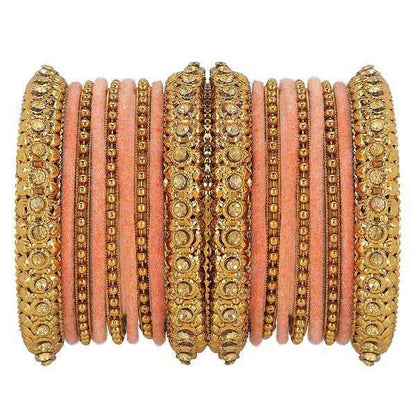 T4 Jewels Golden Color Bangles With Velvet Bangles - 2NO. Y Pack Of 2 All Bangle Sets T4 Jewels