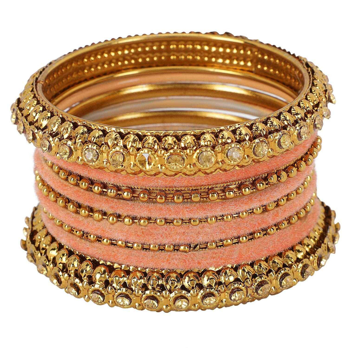 T4 Jewels Golden Color Bangles With Velvet Bangles - 2NO. Y Pack Of 1 All Bangle Sets T4 Jewels