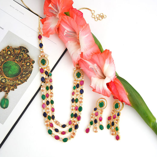 T4 Jewels Designer Timeless CZ Necklace Set for a Classic and Sophisticated Look