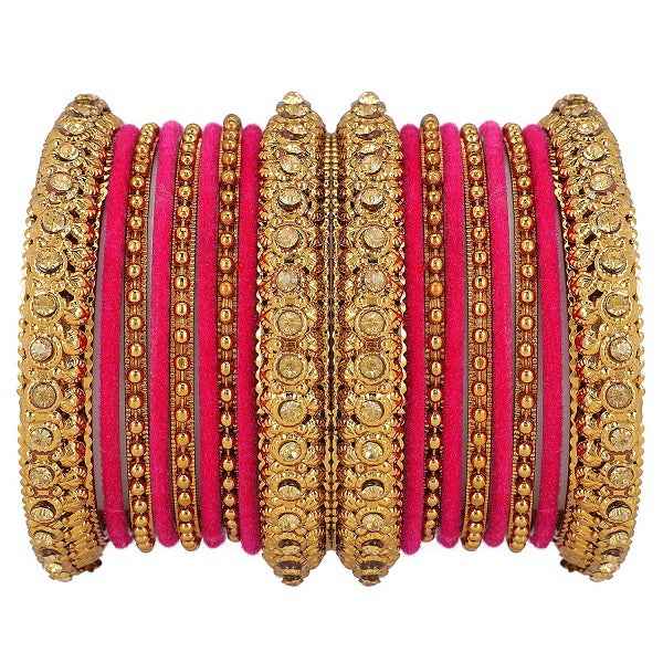 T4 Jewels Golden Color Bangles With Velvet Bangles - 2NO. All Bangle Sets T4 Jewels