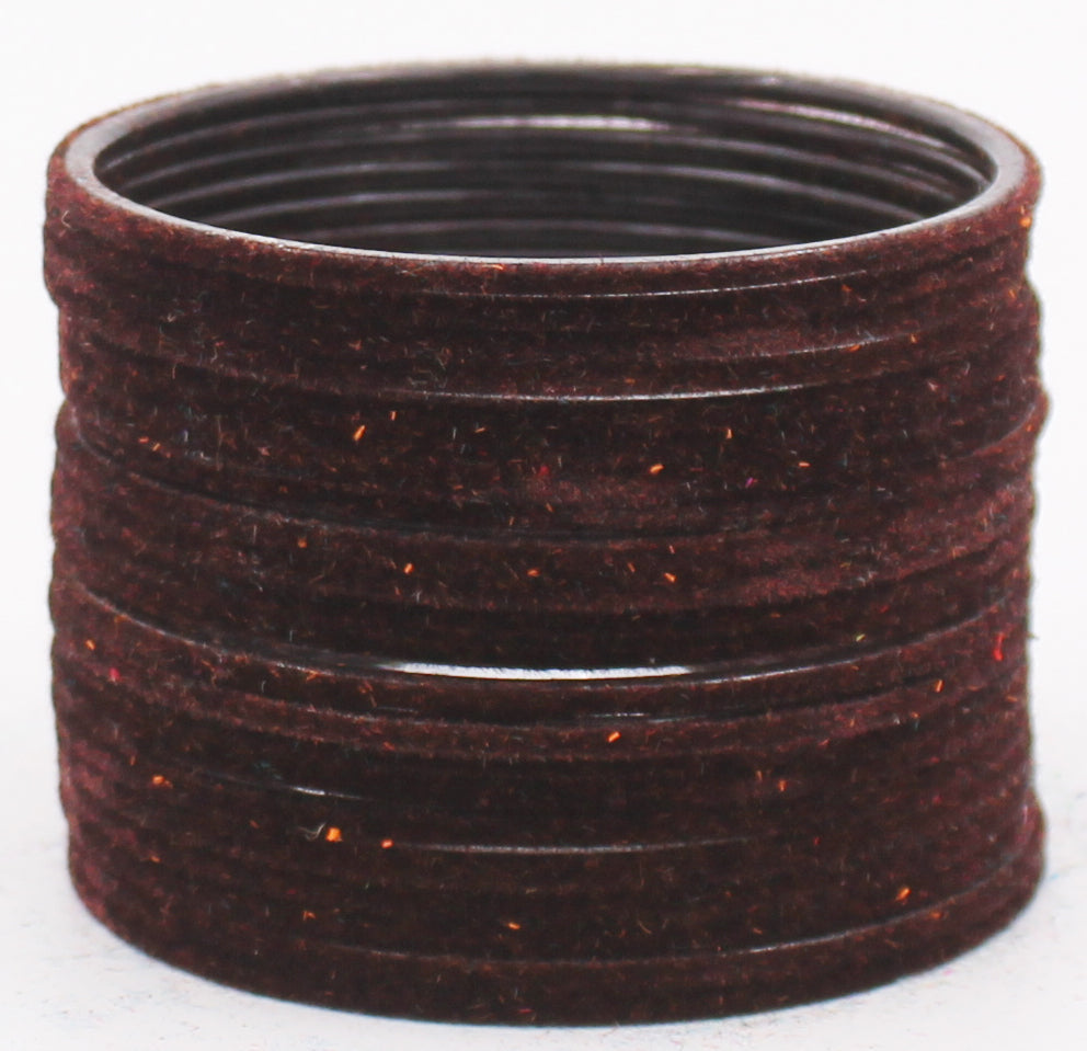 Set of 24 Plain Velvet Metal Bangles by T4 Jewels