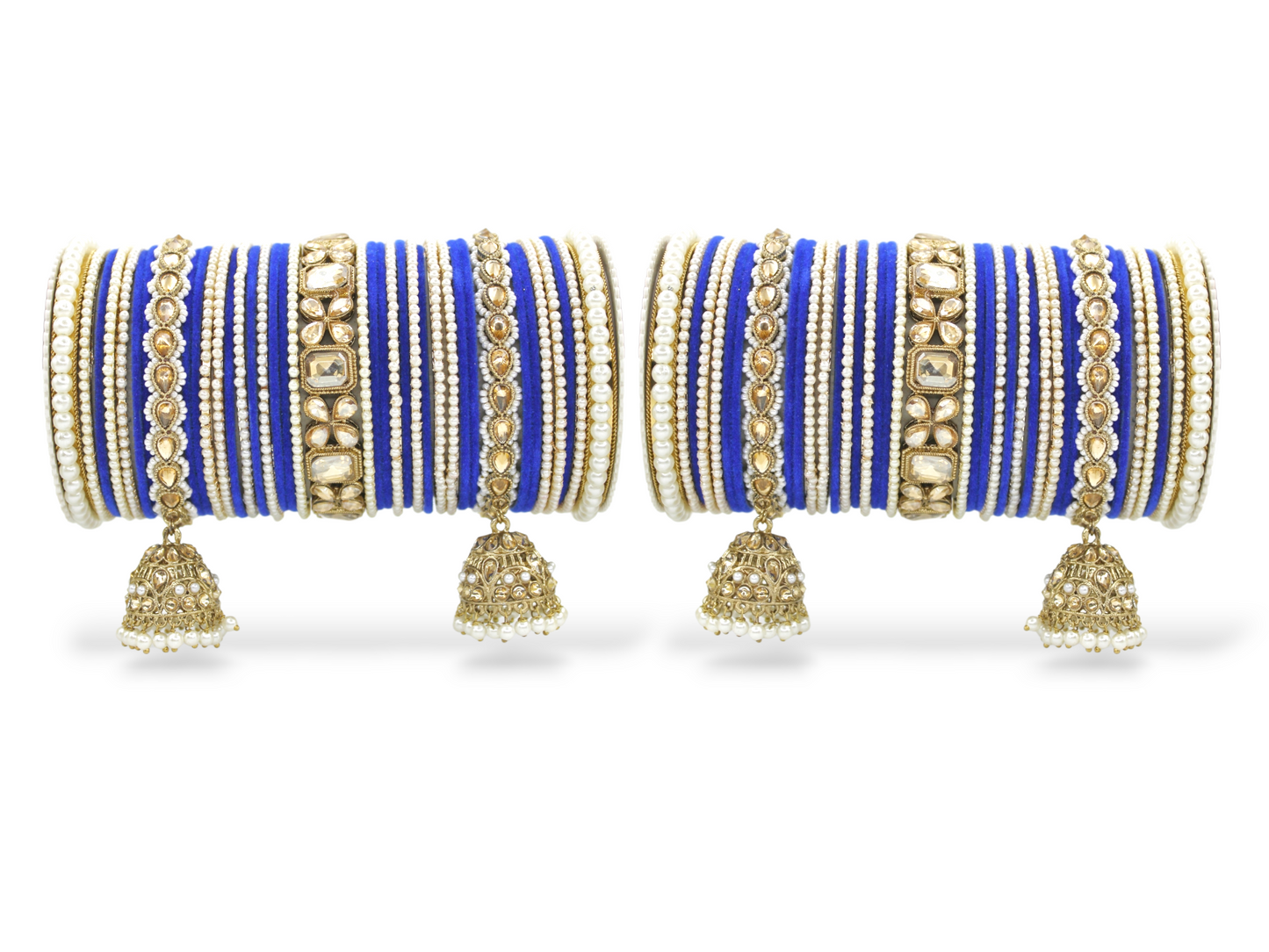 Jhumki Bangle set with Pearl Kadas for two hands by T4 Jewels