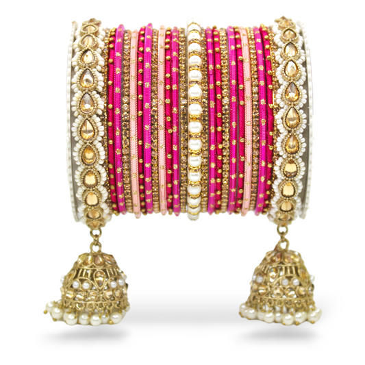 Bridal Jhumki Style Bangle set for two hands by T4 Jewels