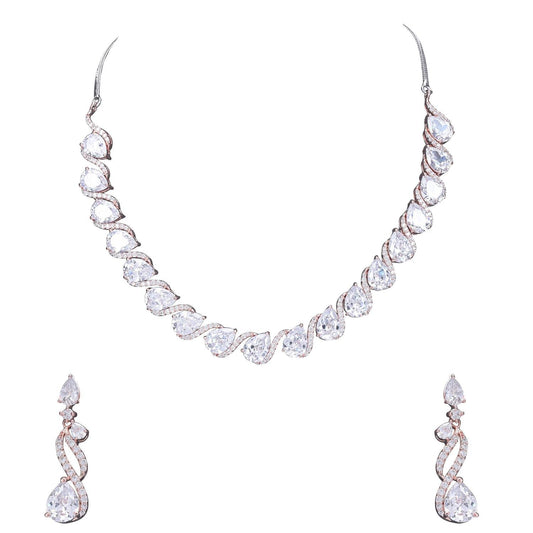 Gleaming Handcrafted CZ Necklace Set - An Opulent and Glamorous Jewelry Piece