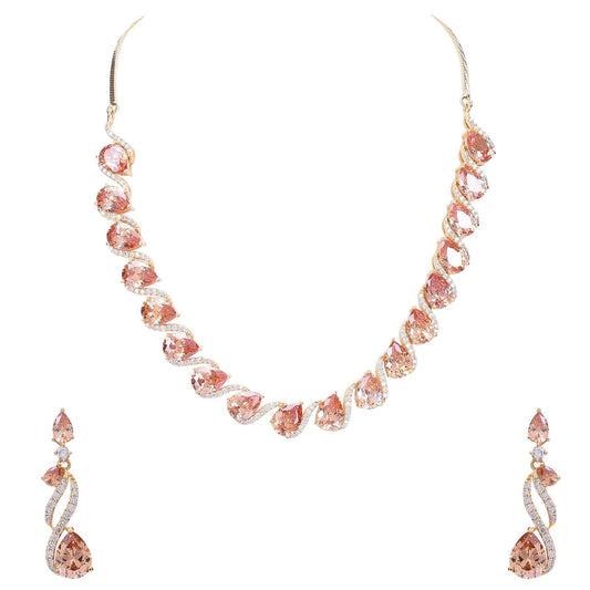 Exquisite Handcrafted CZ Necklace Set - A Stunning and Eye-Catching Jewelry Piece