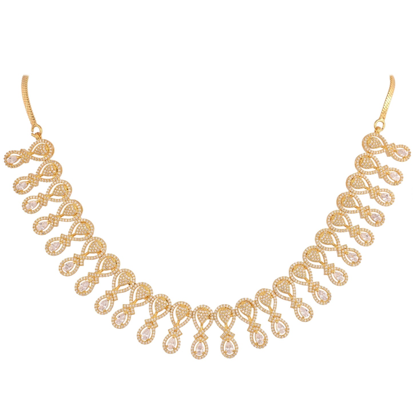 Shimmering Splendor: Handcrafted CZ Necklace Set for Women T4 Jewels