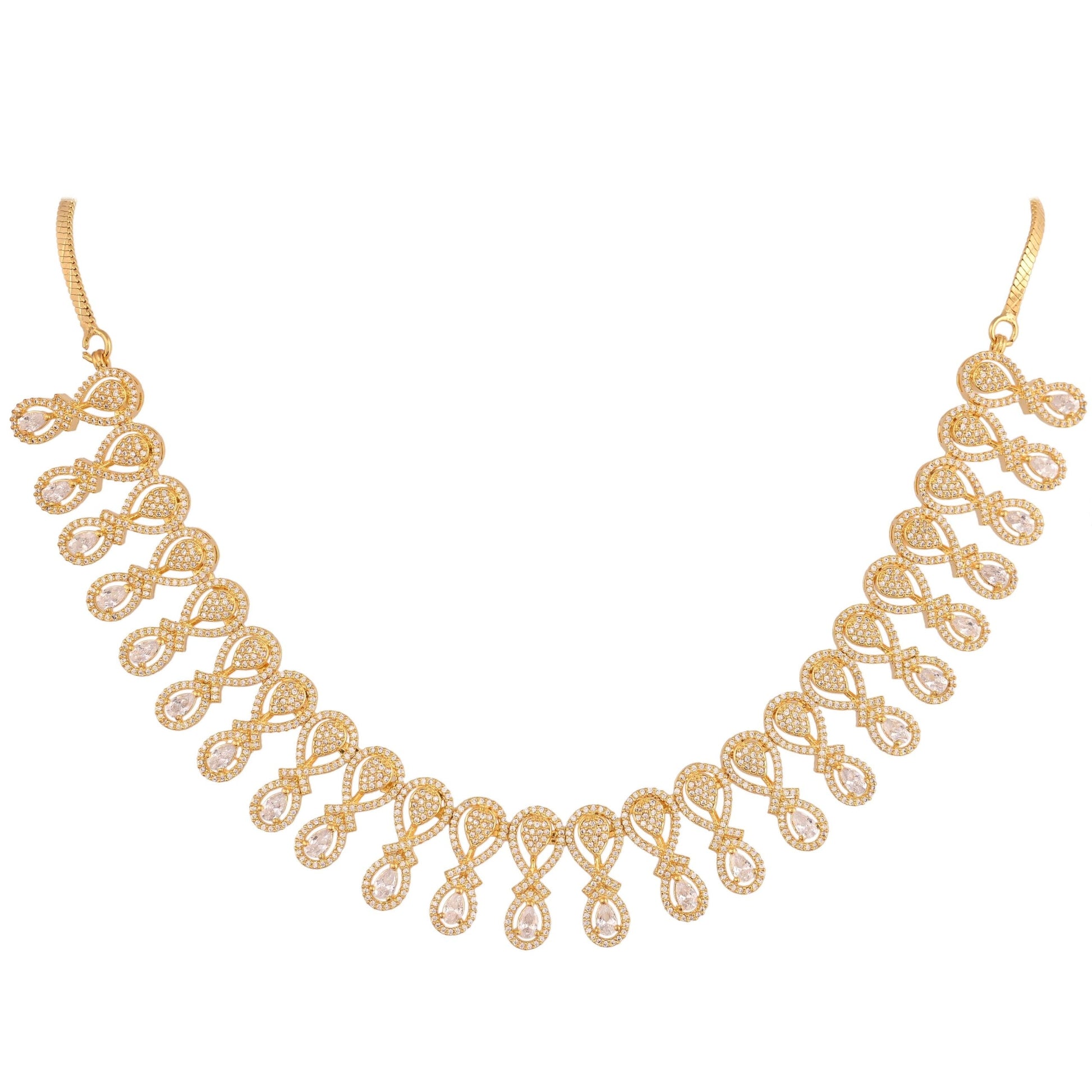 Shimmering Splendor: Handcrafted CZ Necklace Set for Women T4 Jewels