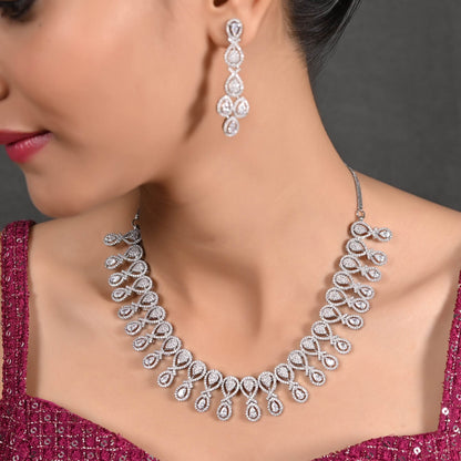 Sparkling Brilliance: Handcrafted CZ Necklace Set for the Dazzling Woman T4 Jewels