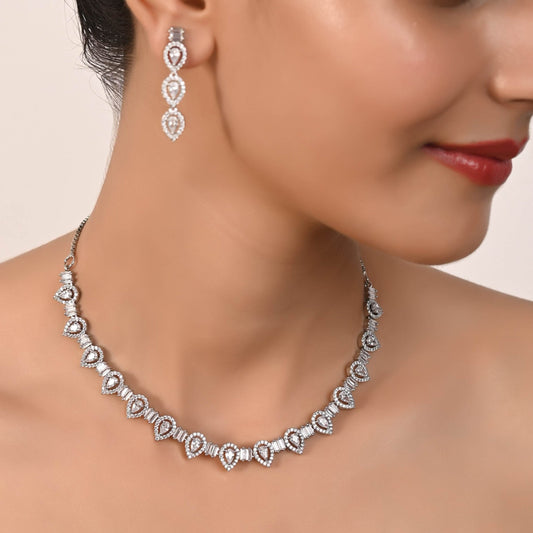 Unmatched Elegance: Handcrafted CZ Necklace Set for the Modern Fashionista T4 Jewels