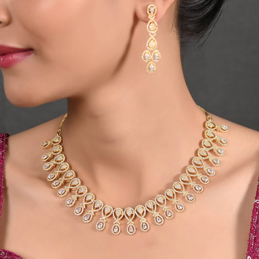 Shimmering Splendor: Handcrafted CZ Necklace Set for Women T4 Jewels