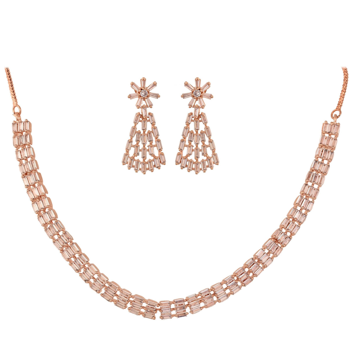 Unrivalled Beauty: Handcrafted CZ Necklace Set for Women who Love to Shine T4 Jewels