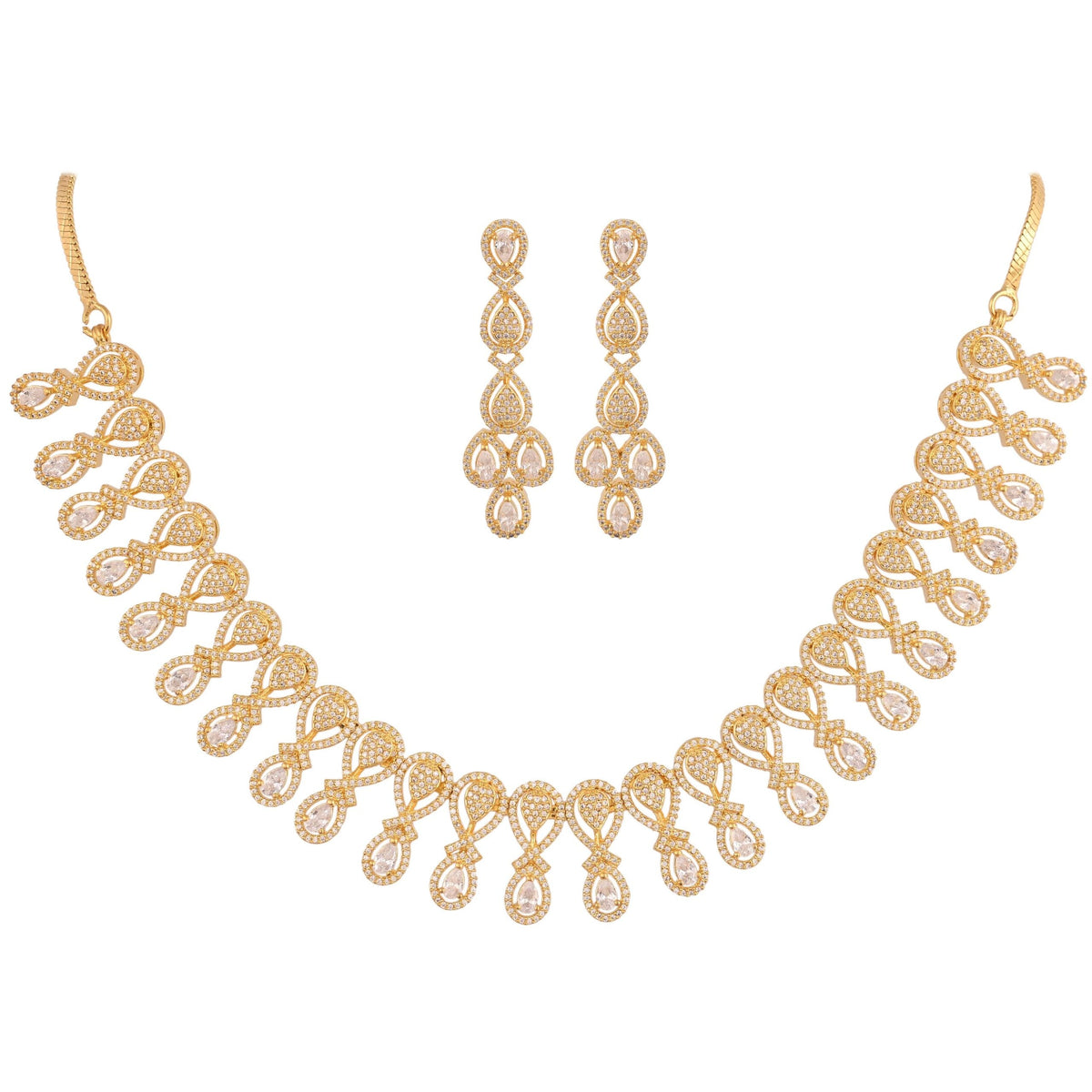 Shimmering Splendor: Handcrafted CZ Necklace Set for Women T4 Jewels