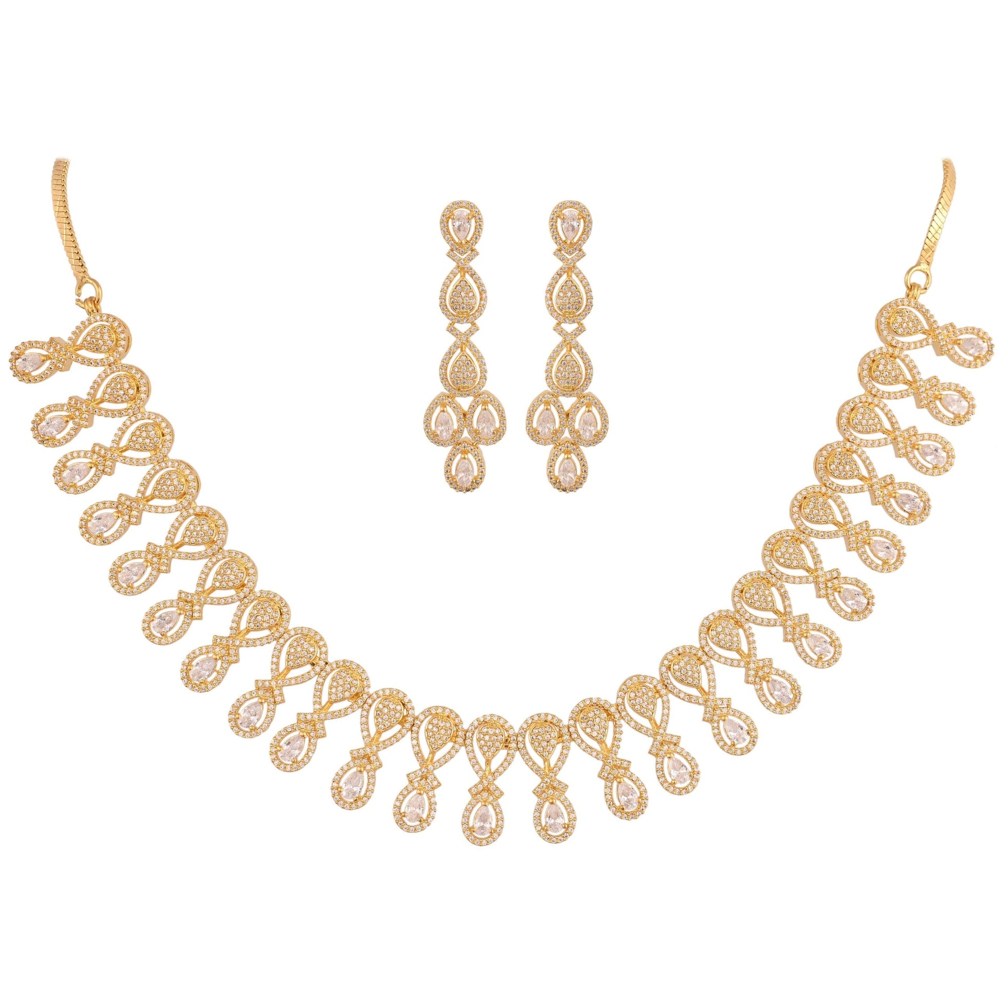 Shimmering Splendor: Handcrafted CZ Necklace Set for Women T4 Jewels