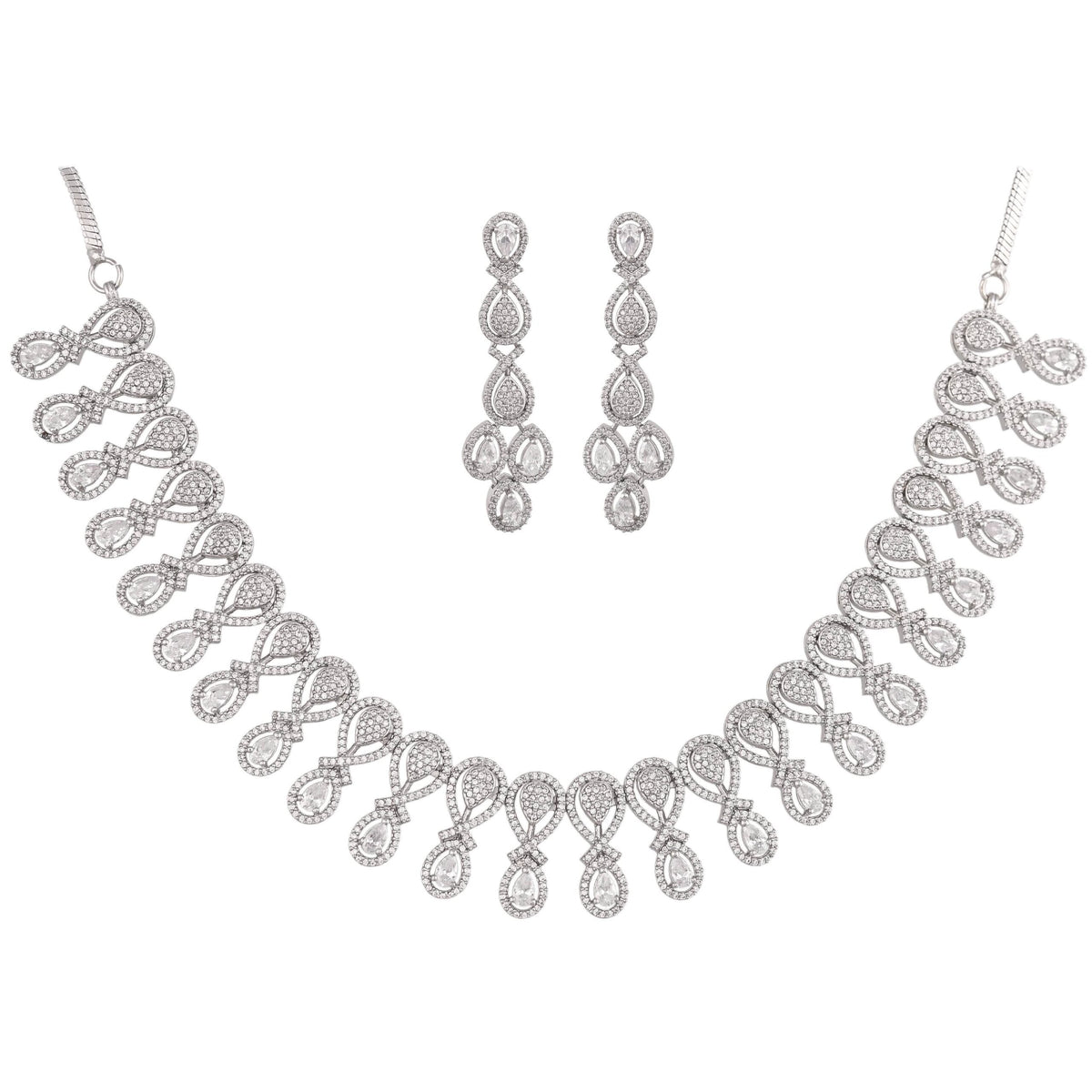 Sparkling Brilliance: Handcrafted CZ Necklace Set for the Dazzling Woman T4 Jewels
