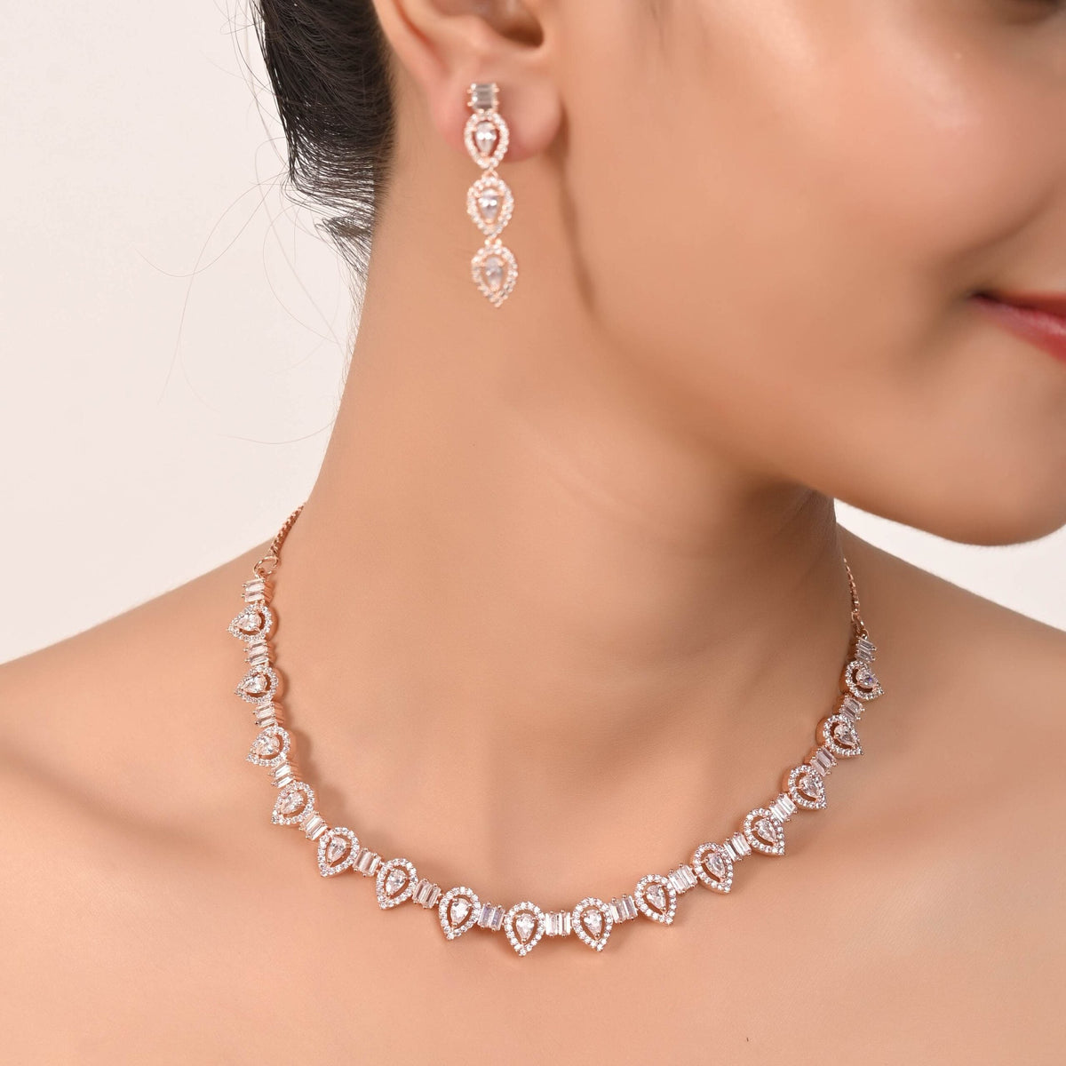 Handcrafted CZ Necklace Set: A Stunning Piece of Art T4 Jewels