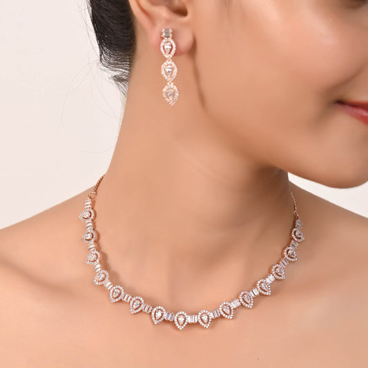 Handcrafted CZ Necklace Set: A Stunning Piece of Art T4 Jewels