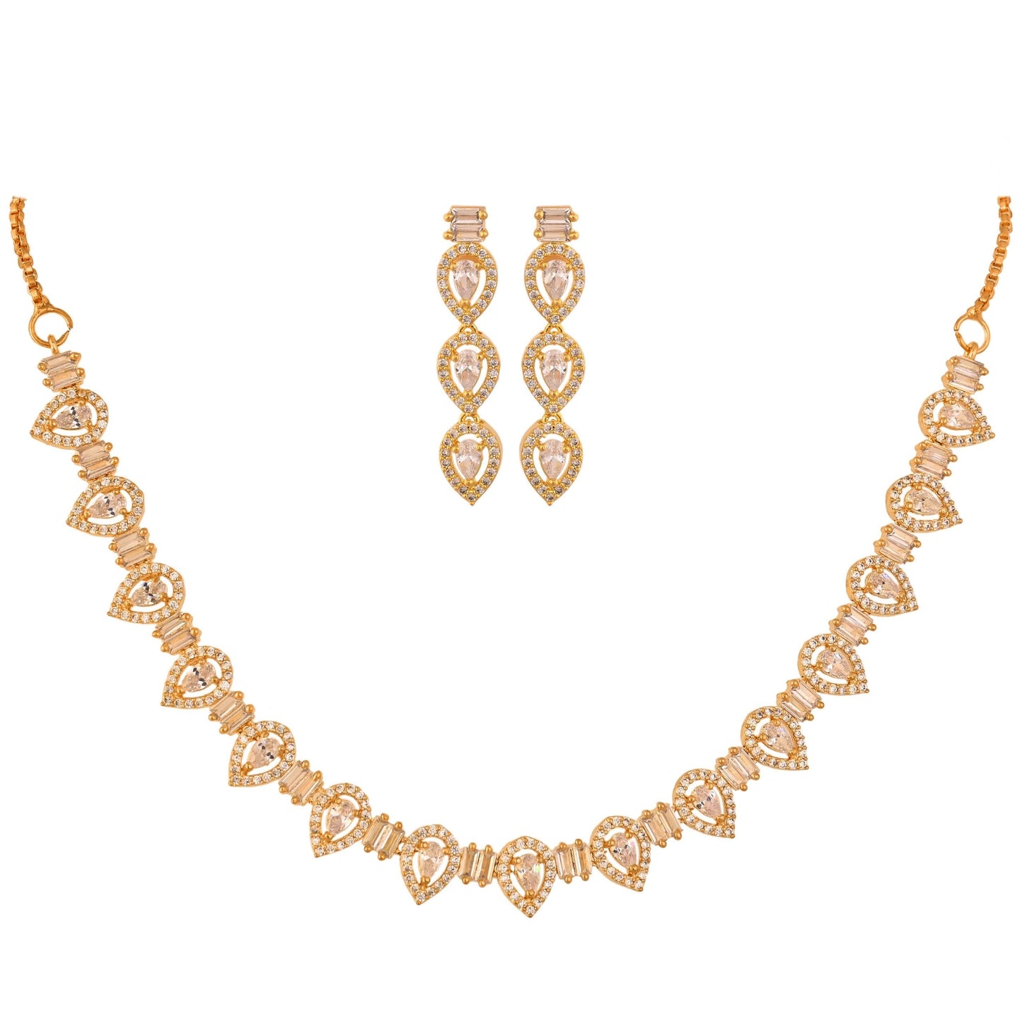 Flawlessly Handcrafted CZ Necklace Set for the Ultimate Glam Look T4 Jewels