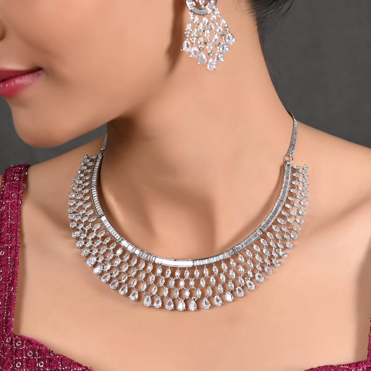 Dazzle in Style: CZ Necklace Set with Handcrafted Perfection T4 Jewels