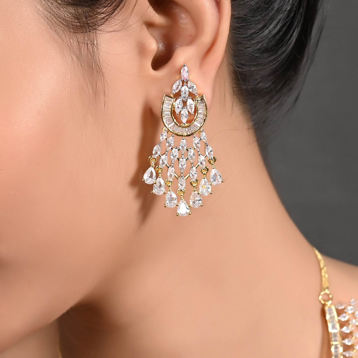 Exquisite CZ Necklace Set with Unique Handcrafted Details T4 Jewels