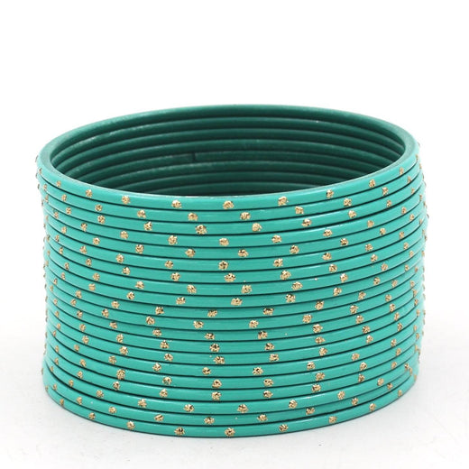 Set of 24 Matte Textured Bangles with Golden Boond by T4 Jewels