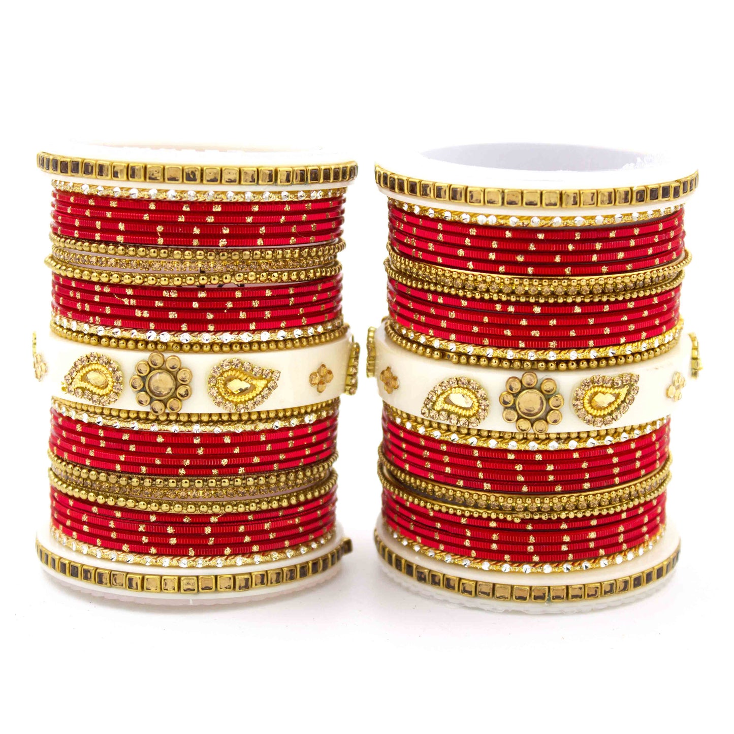 Traditonal Bridal Bangle set with golden dotted design