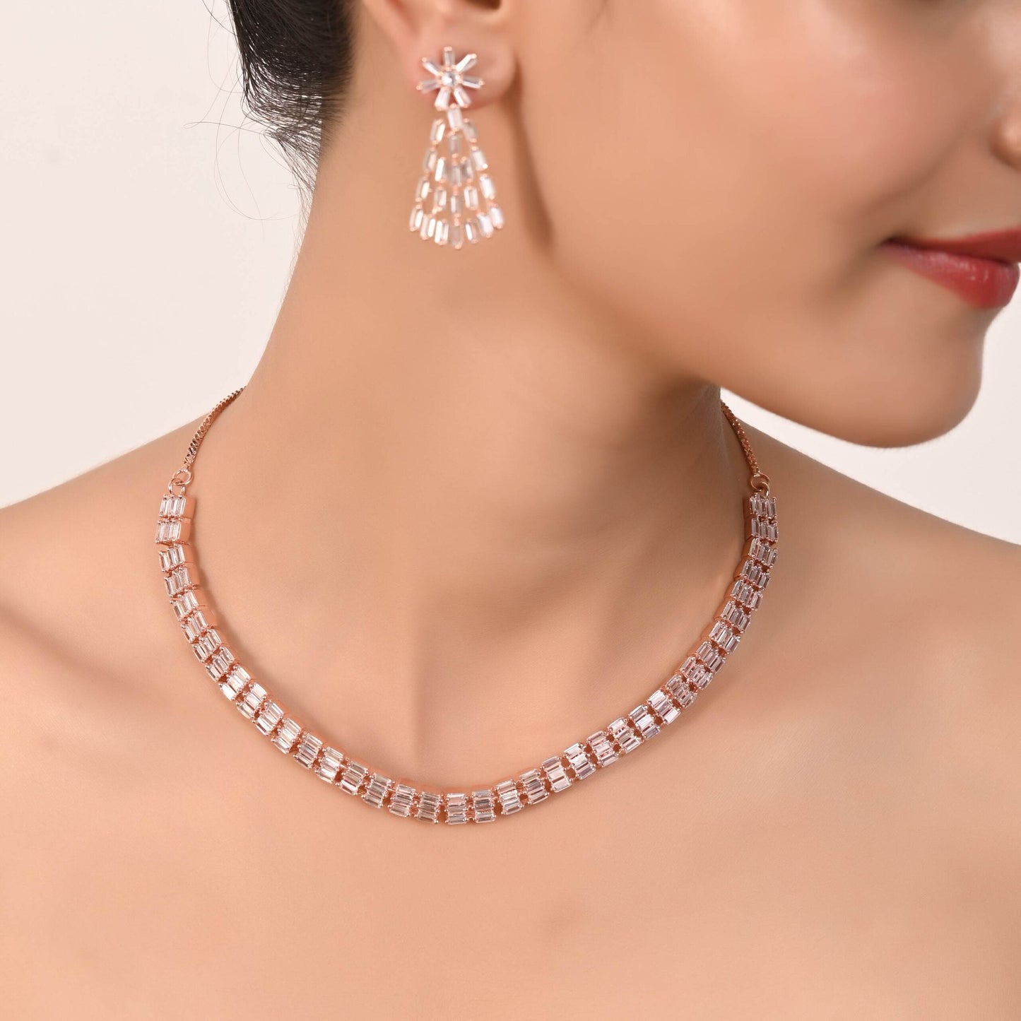 Unrivalled Beauty: Handcrafted CZ Necklace Set for Women who Love to Shine T4 Jewels