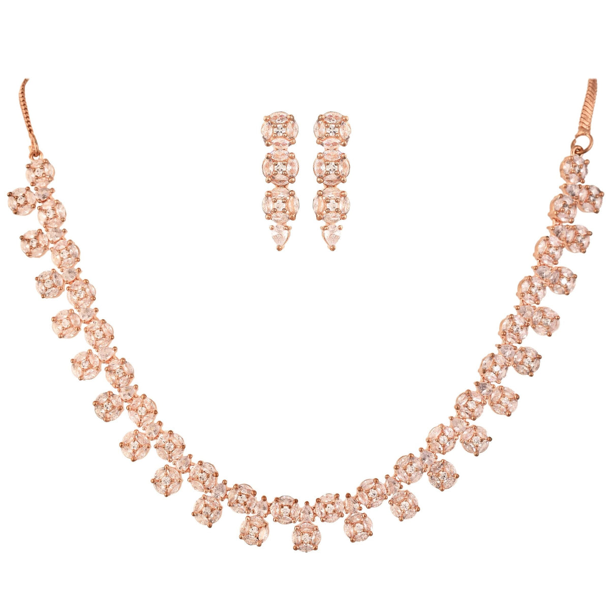 Make a Statement with this Handcrafted CZ Necklace Set T4 Jewels
