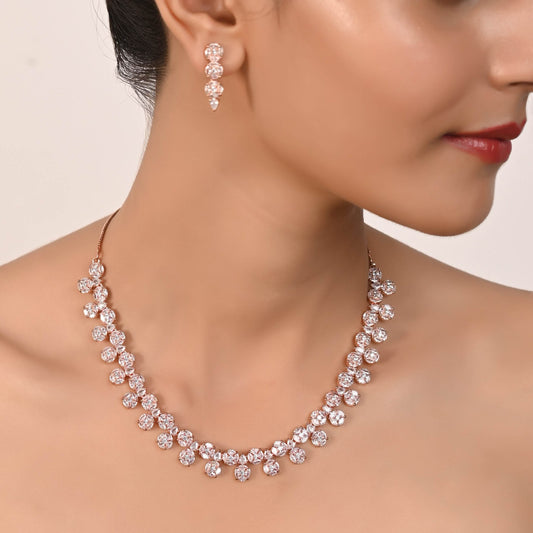 Make a Statement with this Handcrafted CZ Necklace Set T4 Jewels