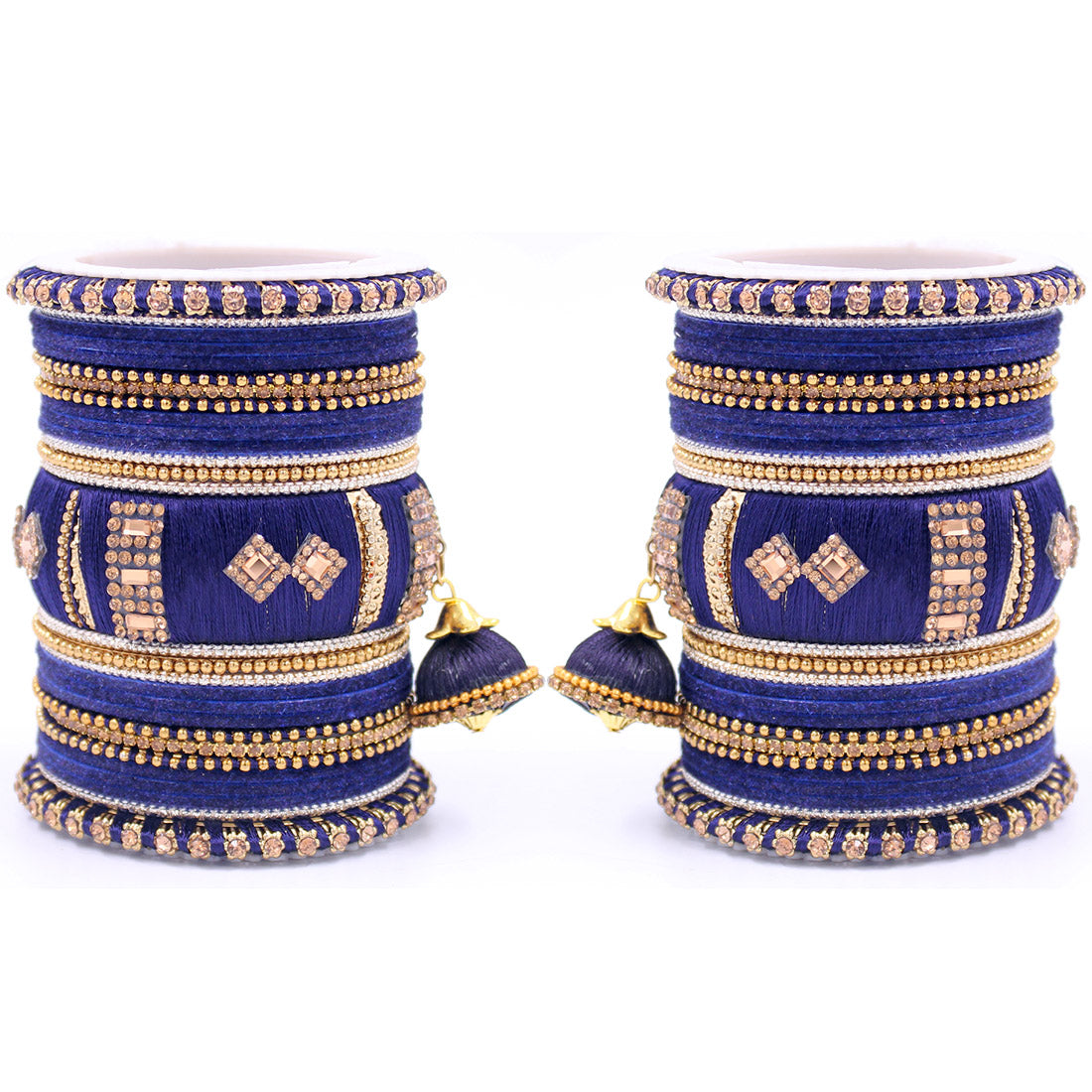 Bridal Set of 2 Silk Thread Bangle Set With Jhumki