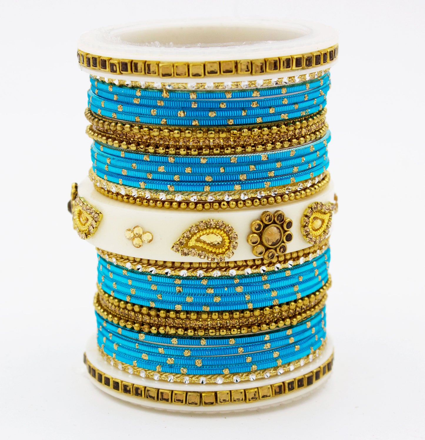 Traditonal Bridal Bangle set with golden dotted design