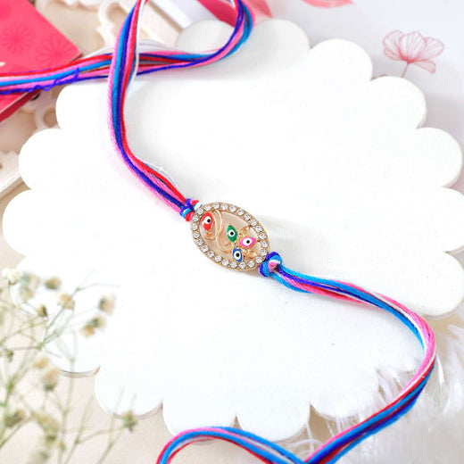 T4 Jewels Gold-Plated Kundan Rakhi Bracelet for Brother | SR36A