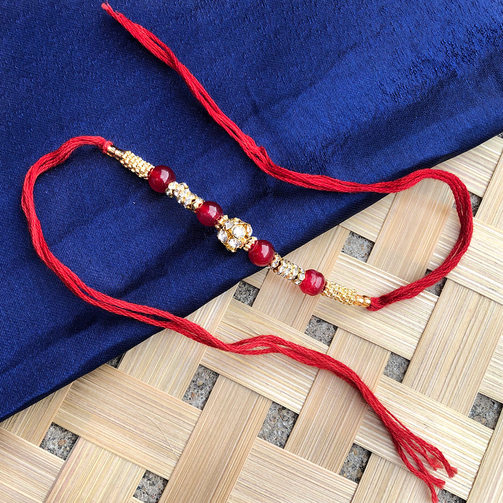 T4 Jewels Royal Red Stone & Kundan Designer Rakhi for Bhai 💎 - SR44 Rakhi T4 Jewels