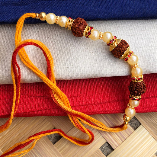 T4 Jewels Rudraksha and Pearl Rakhi 🏵️For Brothers 😍– SR47