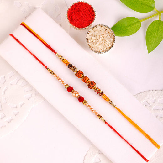 T4 Jewels Rudraksha & Pearl Rakhi Set🏵️For Brothers 😍 (Pack Of 2) – SR52