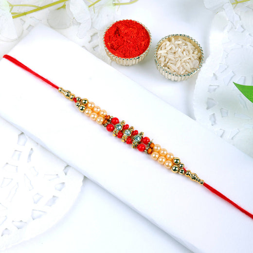 T4 Jewels Colorful Pearl & Stone Rakhi 🏵️For Brothers 😍– SR54