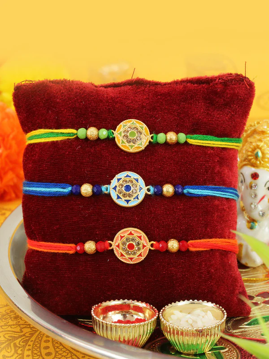 T4 Jewels Minimalist Rakhi 🏵️Featuring a Single Central Gemstone 💎– SR69