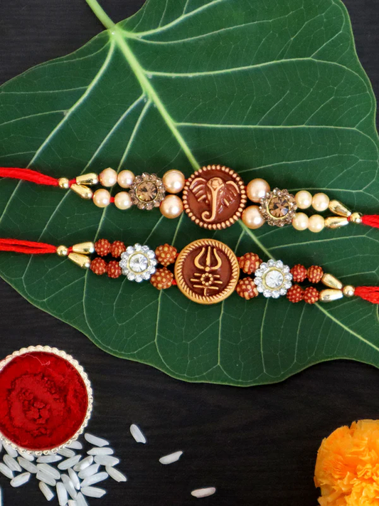 T4 Jewels Designer Rakhi 🏵️with Traditional Zari and Beaded 📿Patterns – SR70