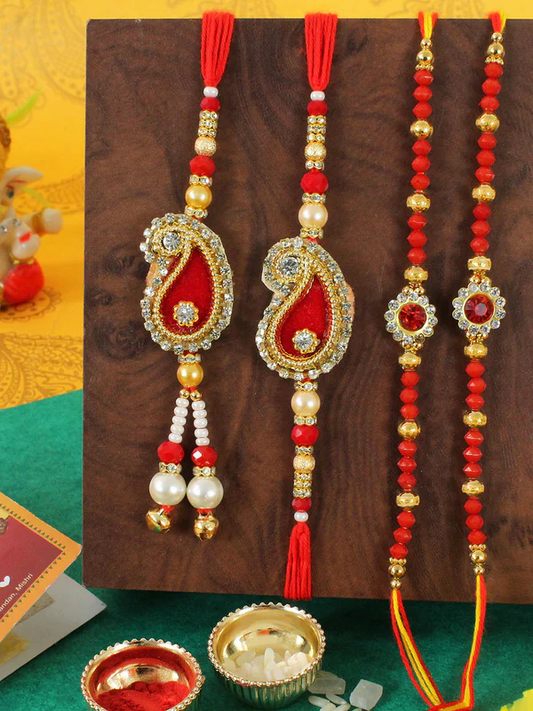 T4 Jewels✨ Majestic Paisley Bhaiya Bhabhi📿Beadwork Rakhi 🏵️– SR71