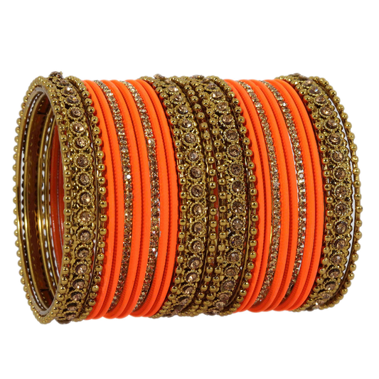 T4 Jewels Metal With Zircon Gemstone Studded Glossy Finished Traditional Bangle set