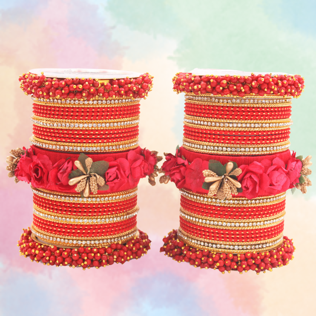 Set of 2 Floral Bridal Bangle sets By T4 Jewels