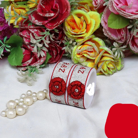 Name Kada with Beautiful Embossed Flower (Pack of 2) 2.8 Name Bangles T4 Jewels